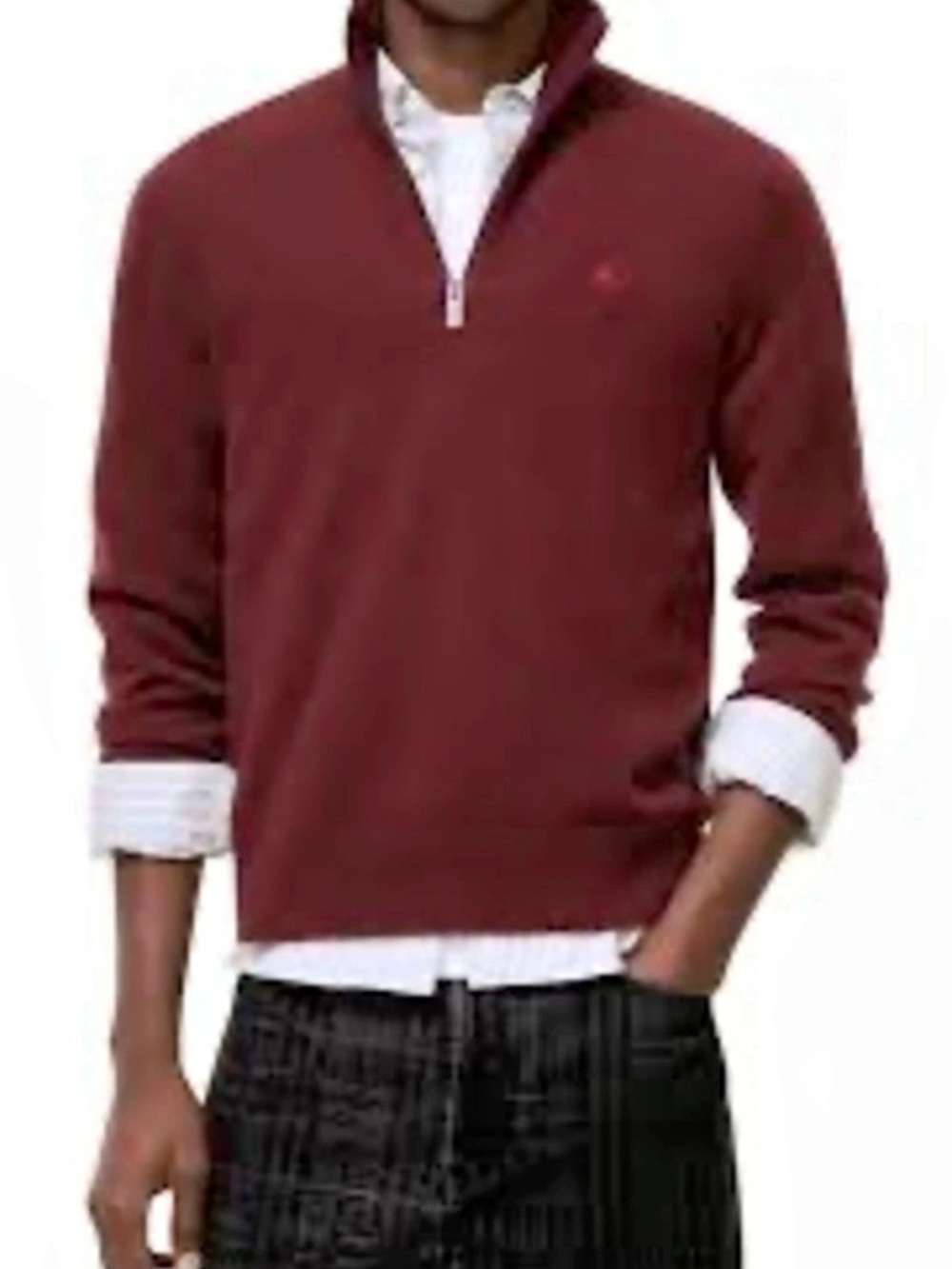 Burberry Half-Zip Pullover in Red Size Medium